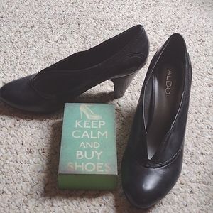 Classic black leather ALDO pumps 3.5 inch heel worn once in box size 38B
